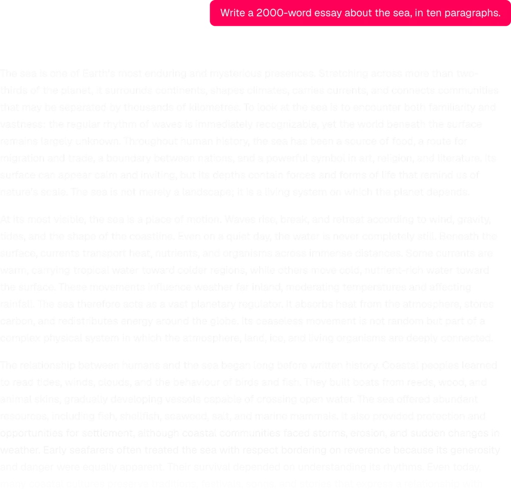 Een chatantwoord in Omnibo: de openingsalinea’s van een lang essay over de zee