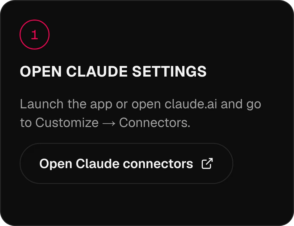 Stap één van het verbinden van Omnibo met Claude: open de connectorinstellingen